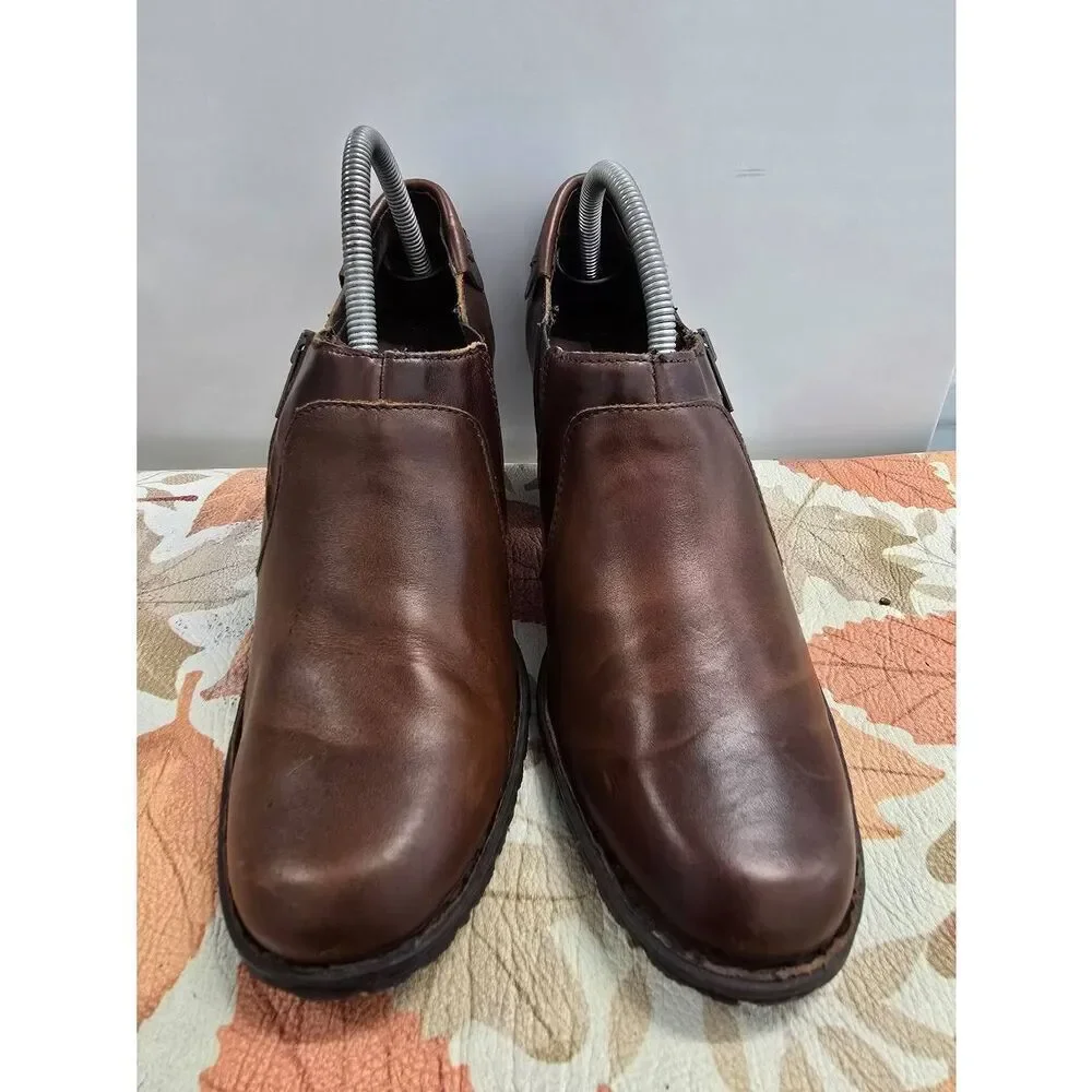 Born Carteret Ankle Bootie Heels W62501 Brown Leather Zip Women’s Size 10